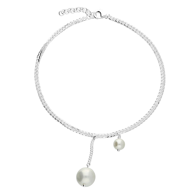 Silver Anklet - Shell Pearl Dropper - John Ross Jewellers