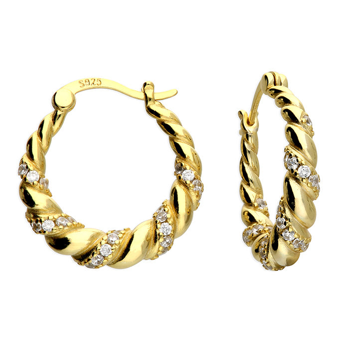 Sunshine CZ Rope Twist Hoop Earrings - John Ross Jewellers