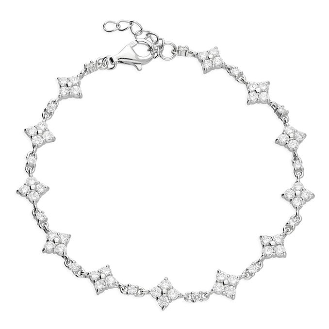 Silver CZ Tennis Bracelet | Quatrefoil - John Ross Jewellers