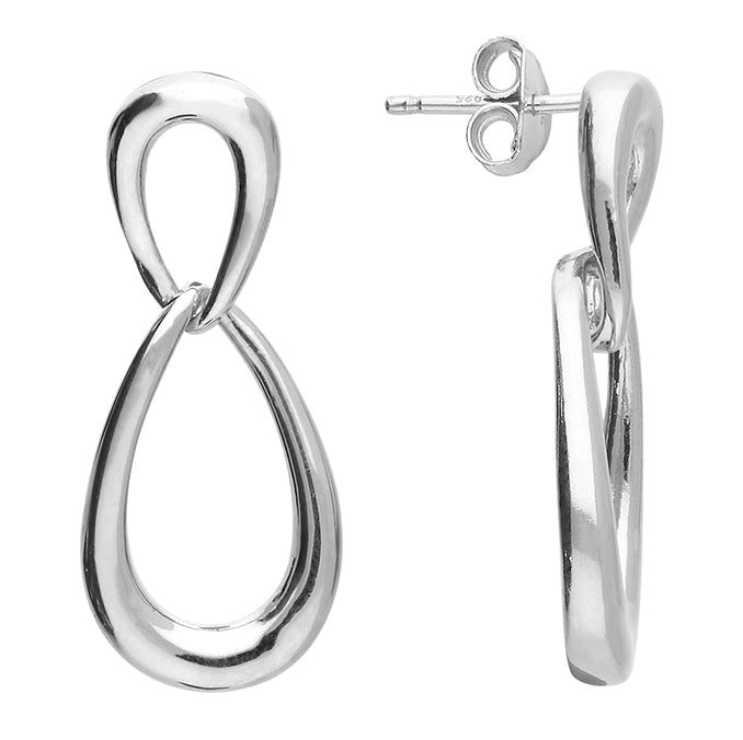 Silver Oval Twist Drop Earrings