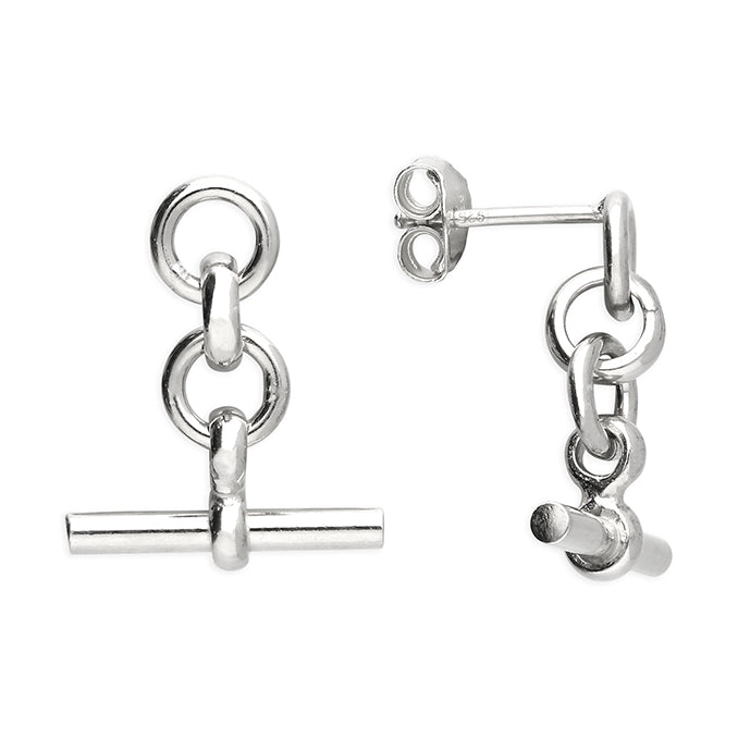Silver T-Bar Drop Earrings