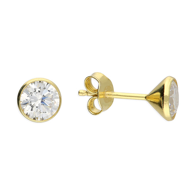Sunshine CZ Bezel Stud Earrings | 6mm