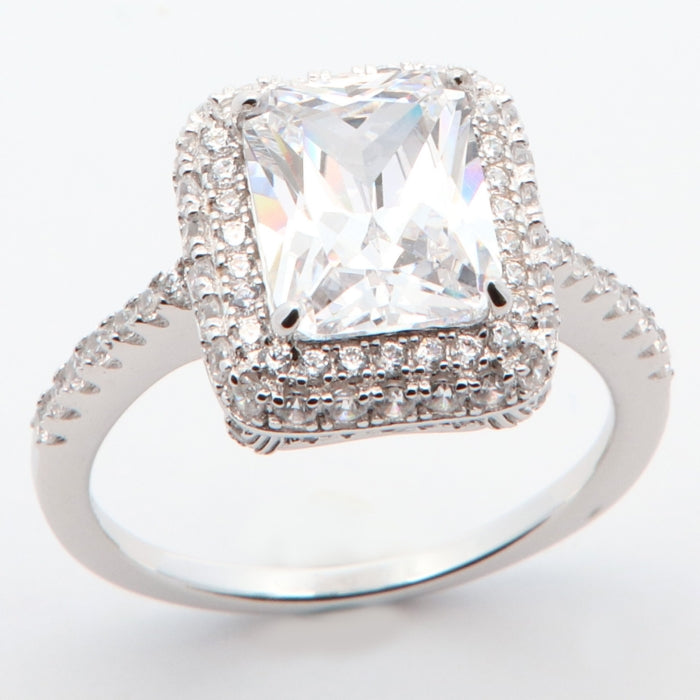Silver Radiant Halo Ring - John Ross Jewellers