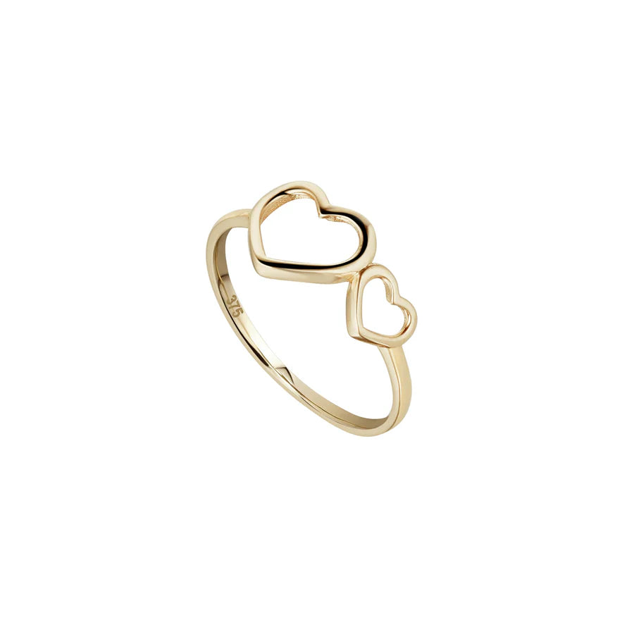 9ct Gold Two Hearts Ring - John Ross Jewellers