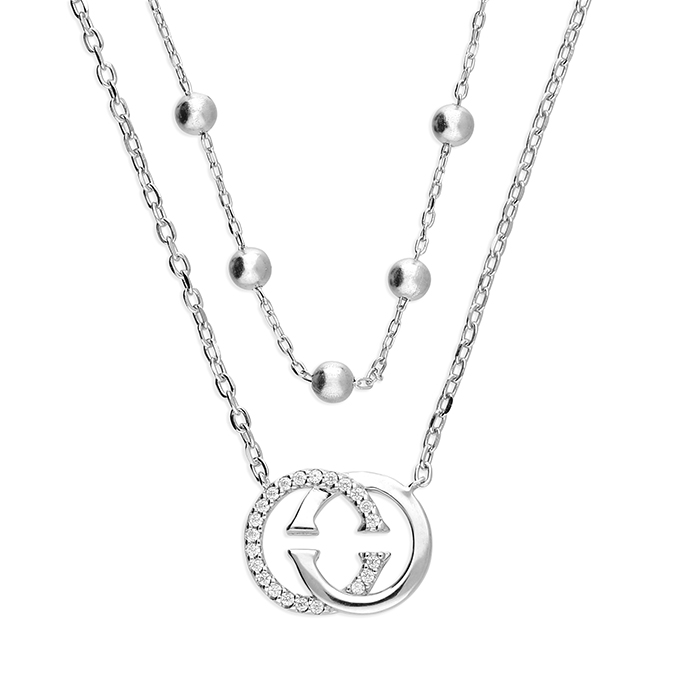 Silver CZ GG Necklace - John Ross Jewellers
