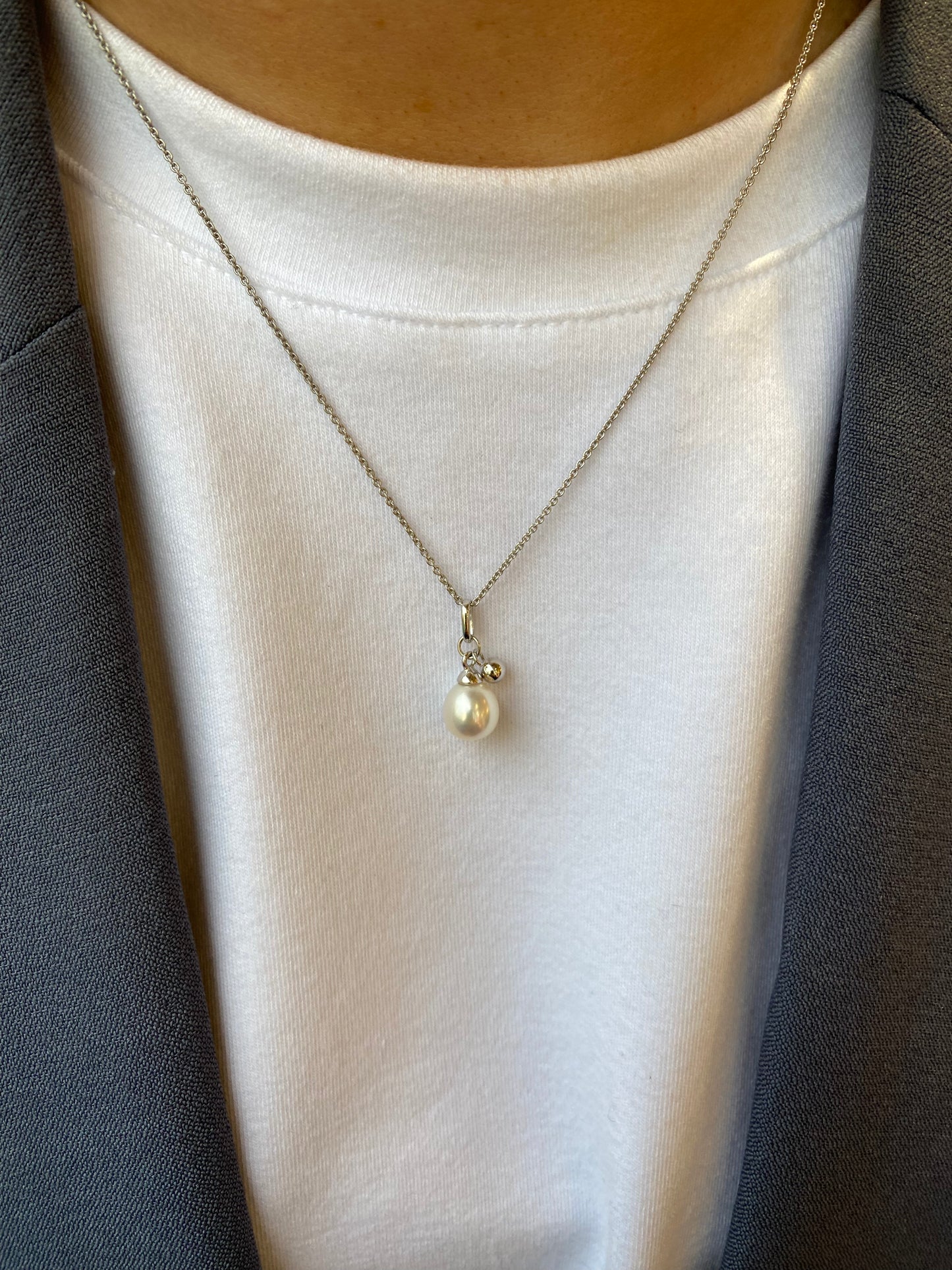 Silver Freshwater Pearl & Charm Necklace | 9mm - John Ross Jewellers