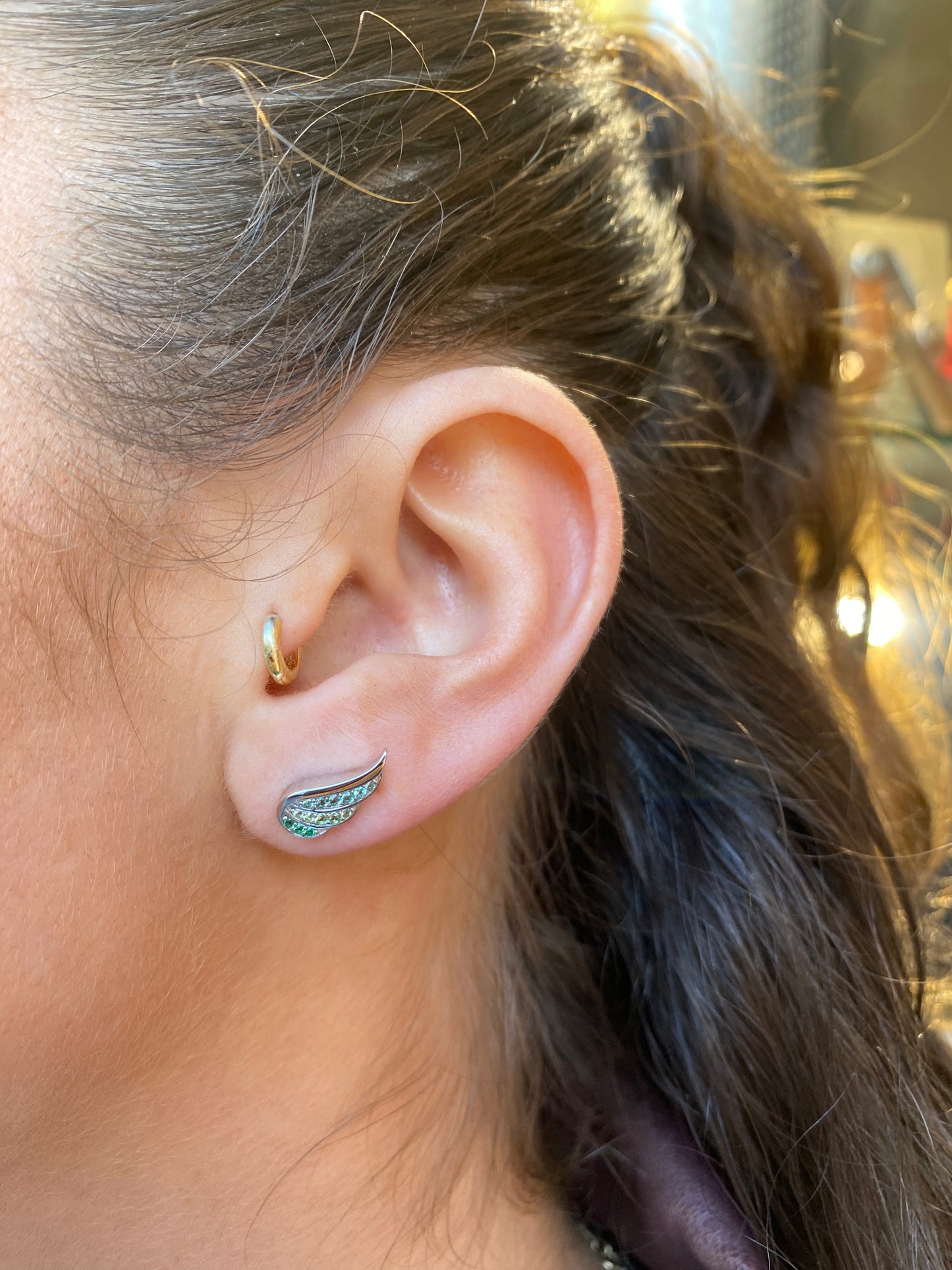 Silver Seafoam Wing CZ Stud Earrings - John Ross Jewellers