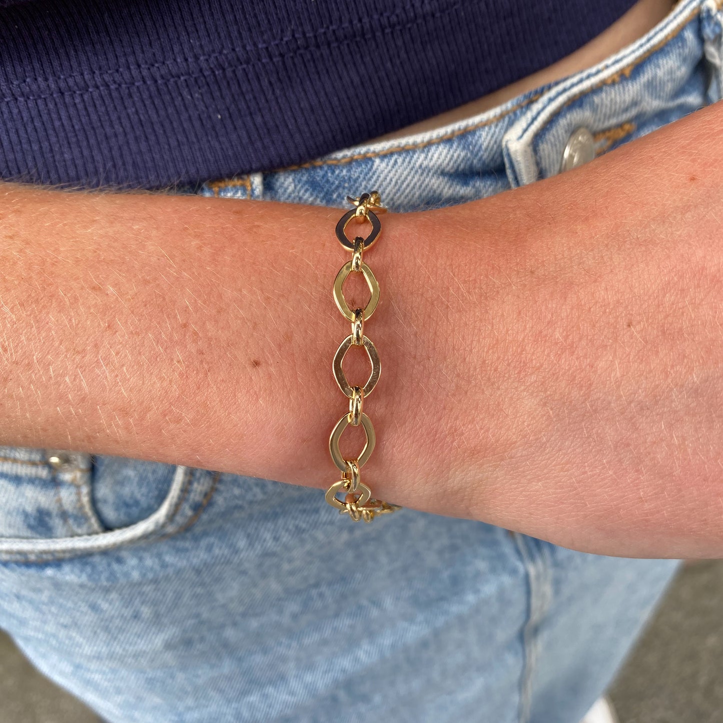 9ct Gold Modern Marquise Link Bracelet - John Ross Jewellers