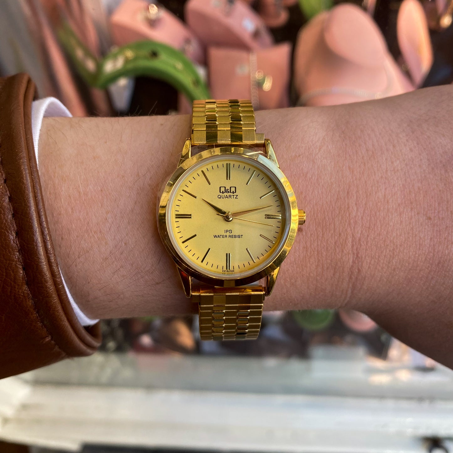 Q&Q Ladies Gold Watch with Expandable Strap - John Ross Jewellers