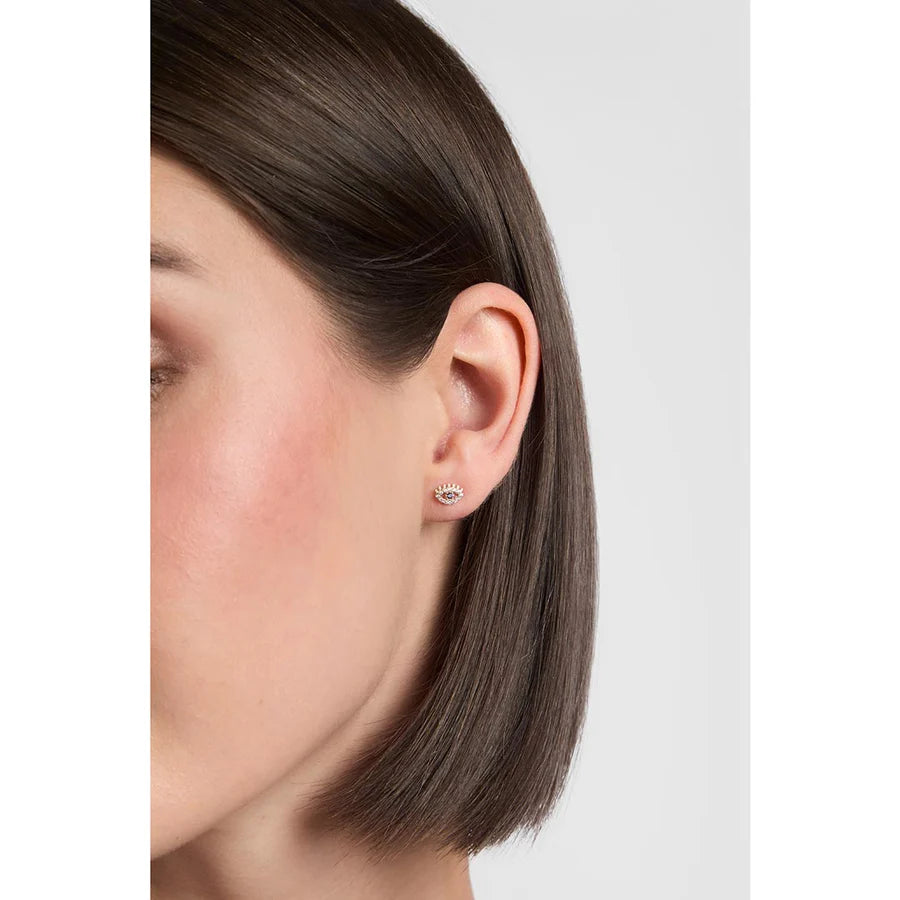 9ct Gold CZ Evil Eye Stud Earrings - John Ross Jewellers