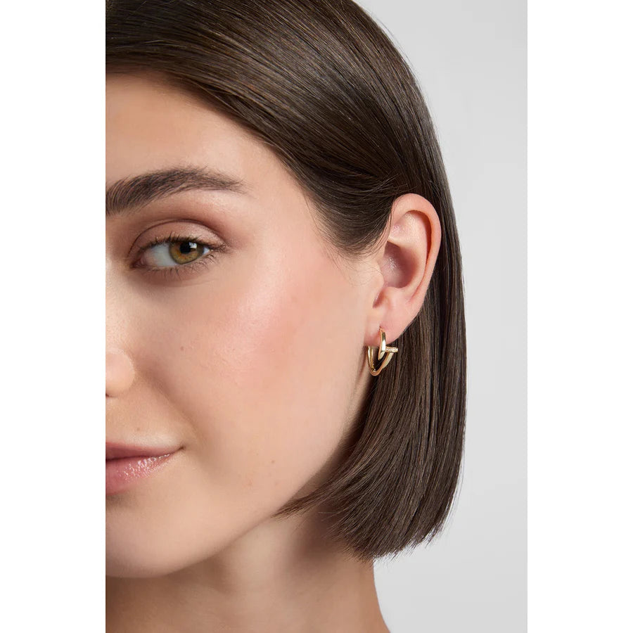 9ct Gold CZ Nail Hoop Earrings - John Ross Jewellers