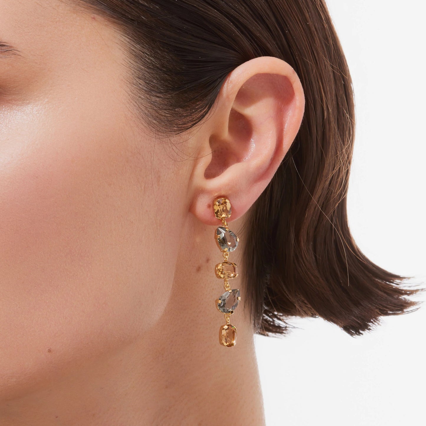 Victoria Cruz Champagne Long Drop Earrings - John Ross Jewellers
