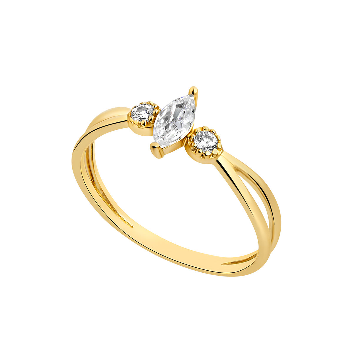 9ct Gold Dainty CZ Trilogy Ring
