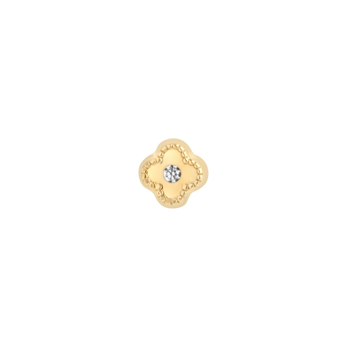 Ear Candy 9ct Gold CZ Alhambra Quatrefoil Cartilage Stud | Labret - John Ross Jewellers