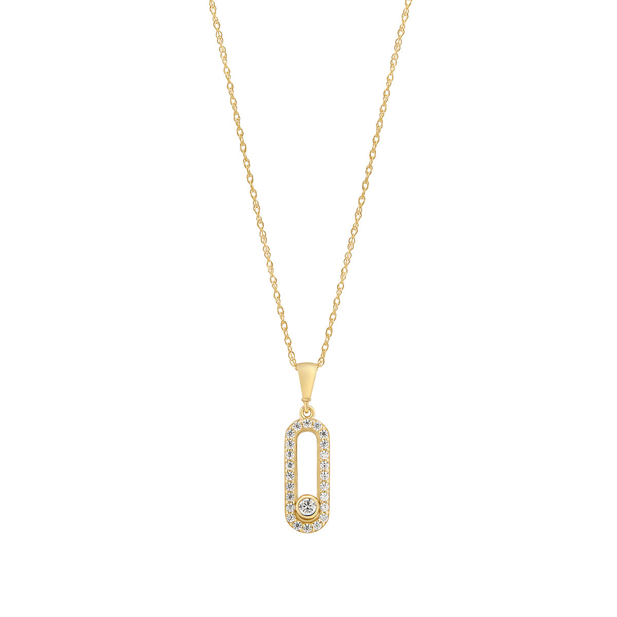 9ct Gold Open Oval CZ Necklace