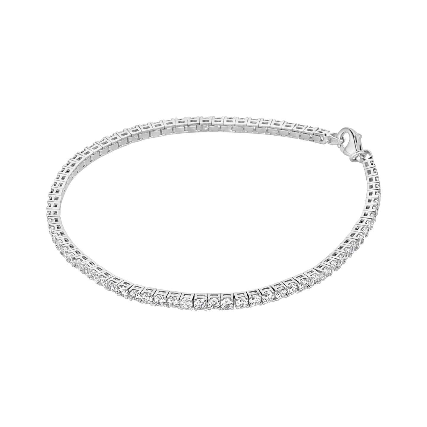 9ct White Gold Claw Set CZ Line Bracelet - John Ross Jewellers