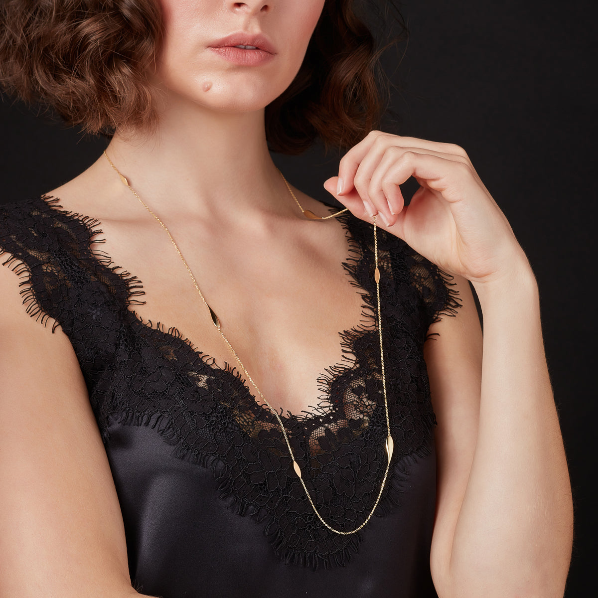 9ct Gold Drops Long Necklace - John Ross Jewellers