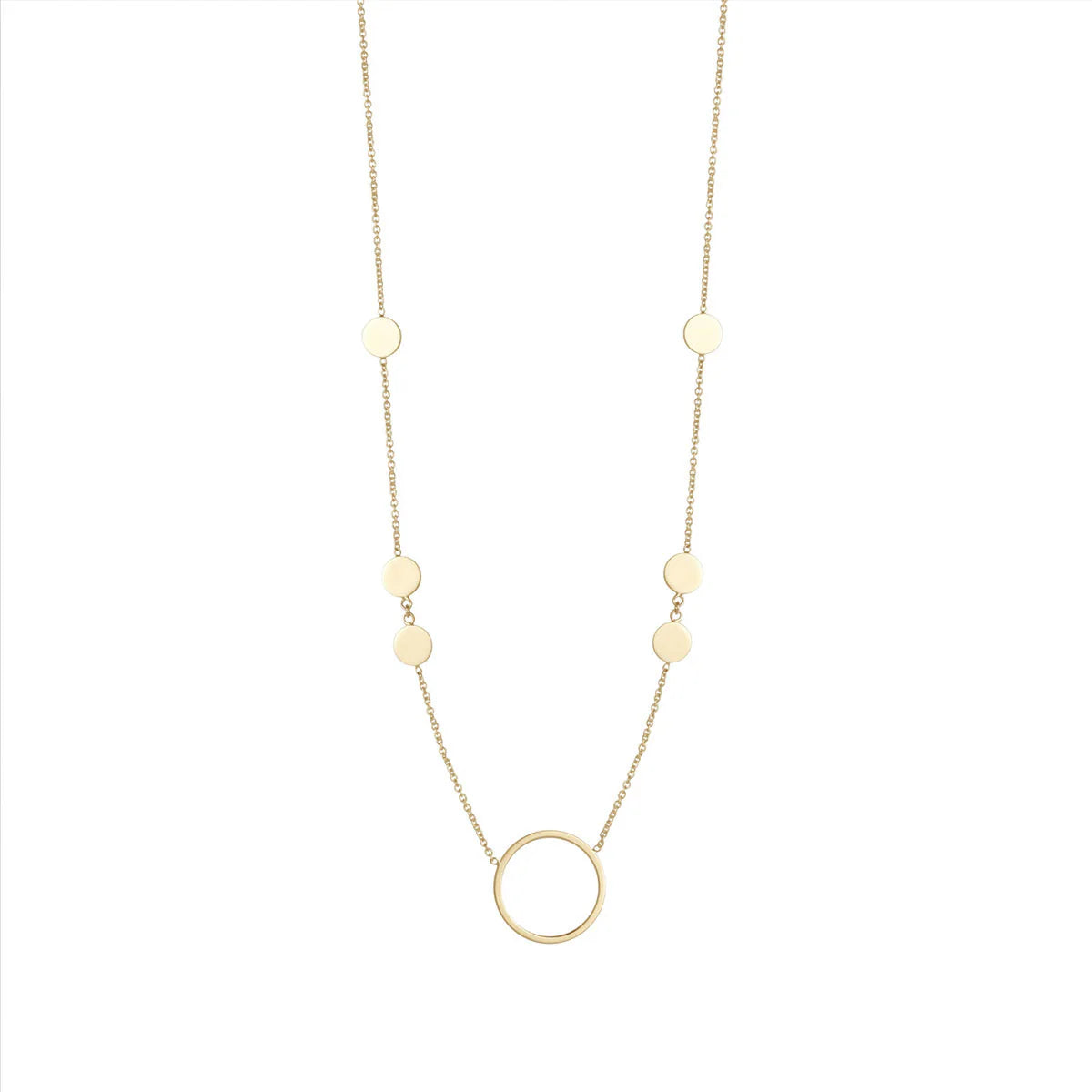 9ct Gold Open Circle & Disc Necklace - John Ross Jewellers