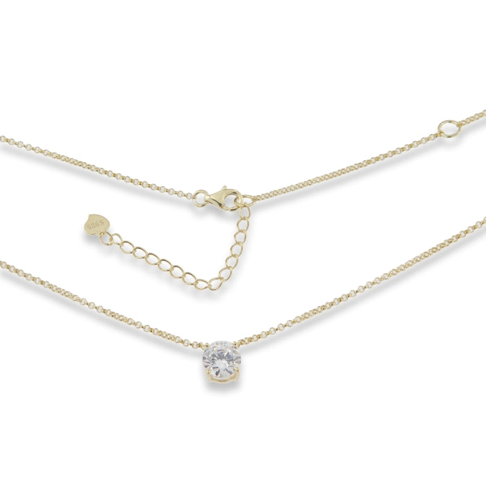 Sunshine 8mm CZ Claw Solitaire Necklace | 42 + 3 + 5cm