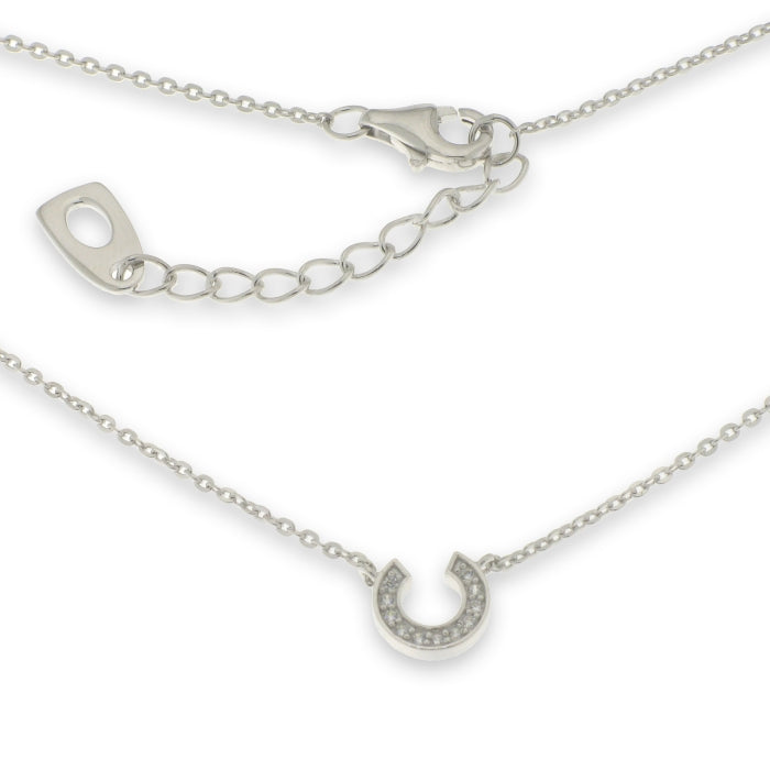 Silver CZ Horseshoe Necklace