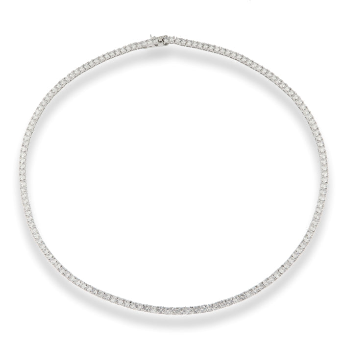 Silver CZ Tennis Necklace | 3mm - John Ross Jewellers