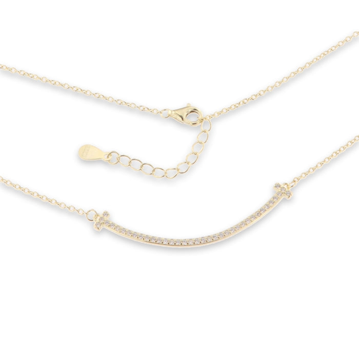 Sunshine Curved CZ Bar Necklace