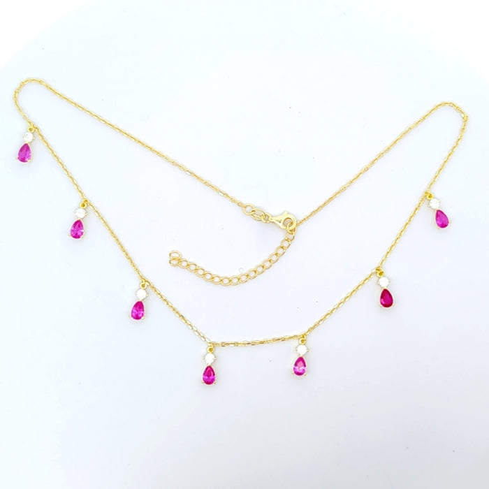 Sunshine Fringe Necklace | Ruby Red 40+5cm - John Ross Jewellers