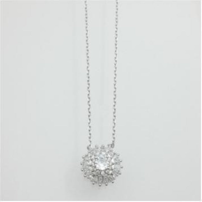 Silver Statement Halo CZ Necklace - John Ross Jewellers