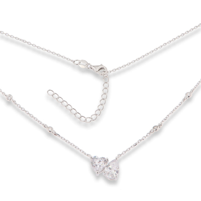 Silver Moi Et Toi CZ Necklace - John Ross Jewellers