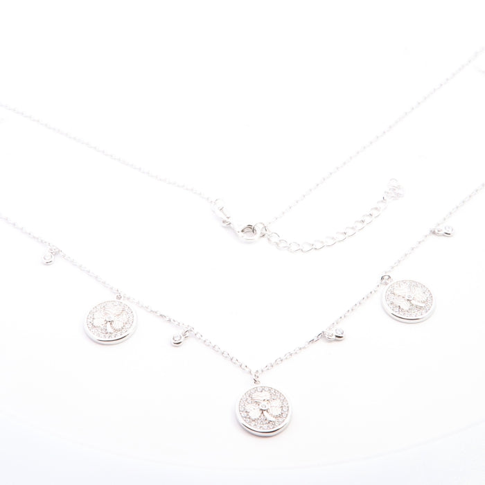 Silver CZ Shamrock Charm Necklace - John Ross Jewellers