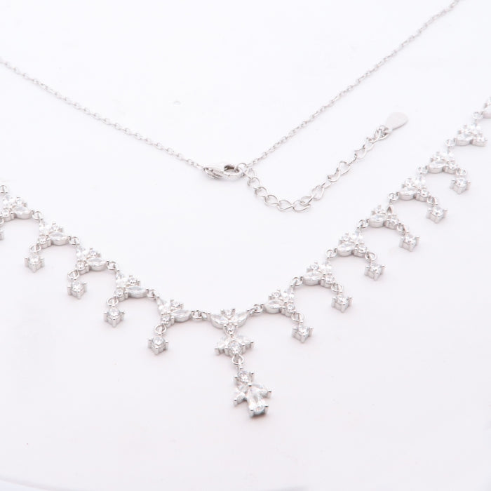 Silver Fancy CZ Fringe Necklace - John Ross Jewellers