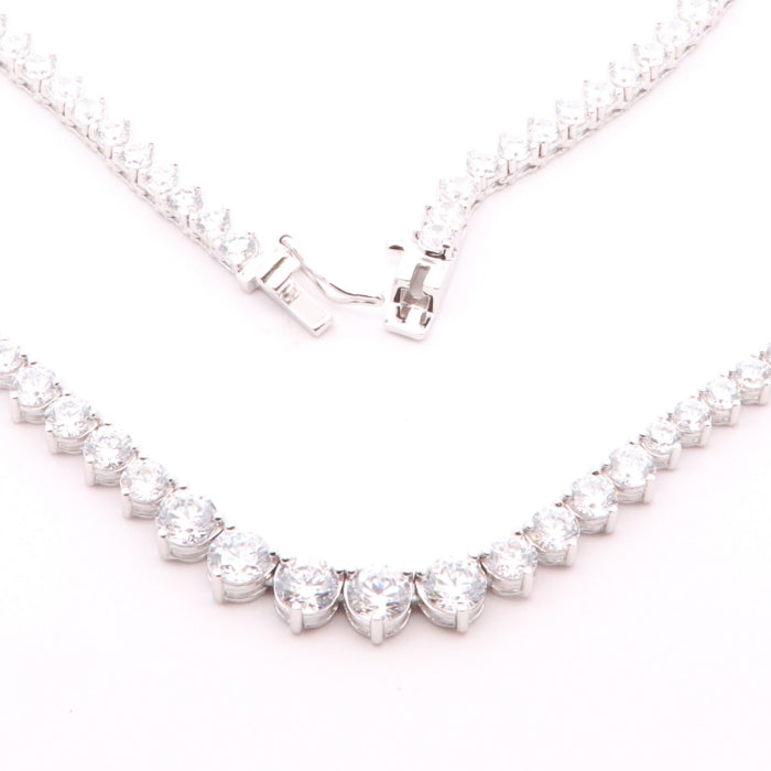 Silver Graduated Tennis Necklace | 40cm