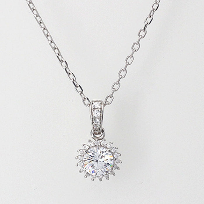 Silver 9mm CZ Halo Necklace | 40 + 5cm
