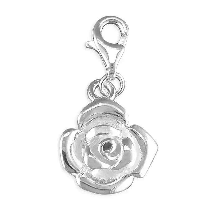 Silver Rose Clip-on Charm - John Ross Jewellers