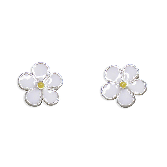 White Flower Stud Earrings - John Ross Jewellers