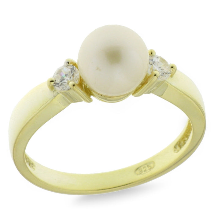 Sunshine 7mm Freshwater Pearl & CZ Ring - John Ross Jewellers