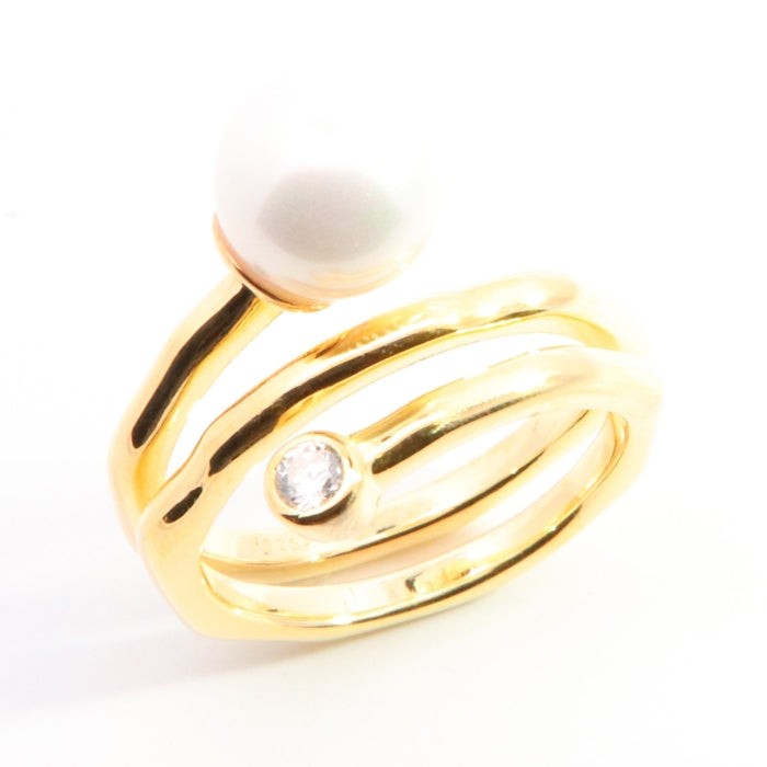 Sunshine Shell Pearl Wraparound Ring | 8mm - John Ross Jewellers