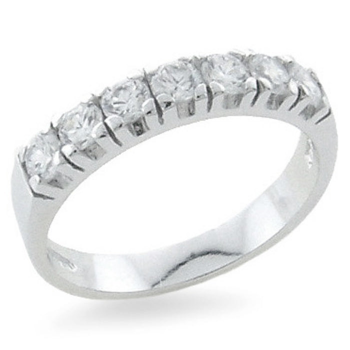 Silver Seven Stone CZ Eternity Ring