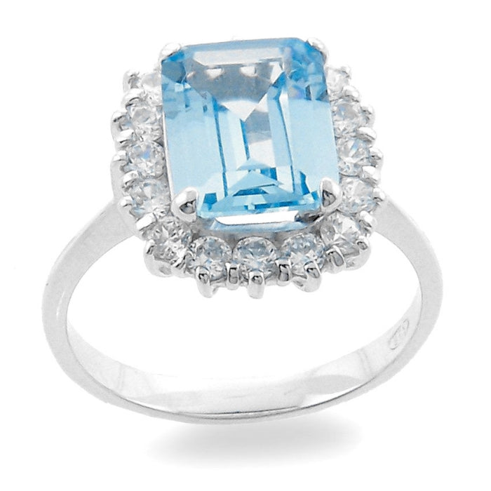 Silver Aqua CZ Statement Ring - John Ross Jewellers