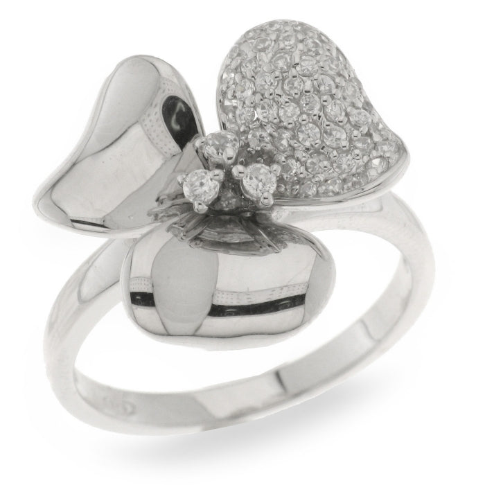 Silver CZ Trefoil Statement Ring - John Ross Jewellers
