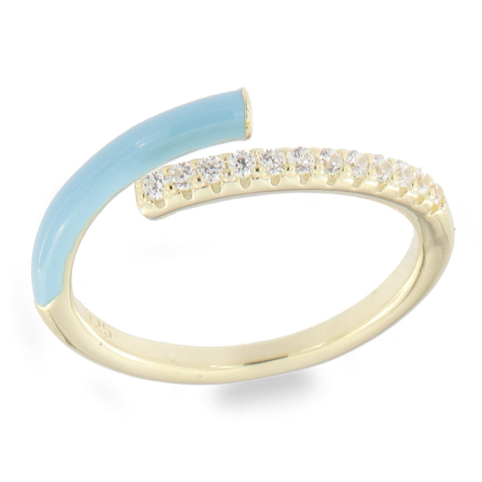 Sunshine CZ Wraparound Ring | Turquoise Enamel