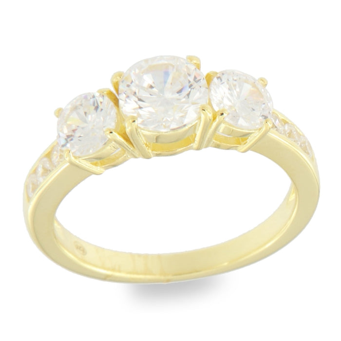 Sunshine CZ Trilogy Ring with Shoulders - John Ross Jewellers