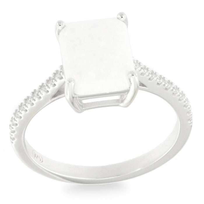 Silver Opalique CZ Solitaire Ring | 8 X 10mm