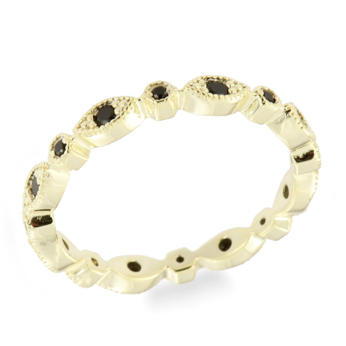 Sunshine Pretty Black CZ Band Ring - John Ross Jewellers