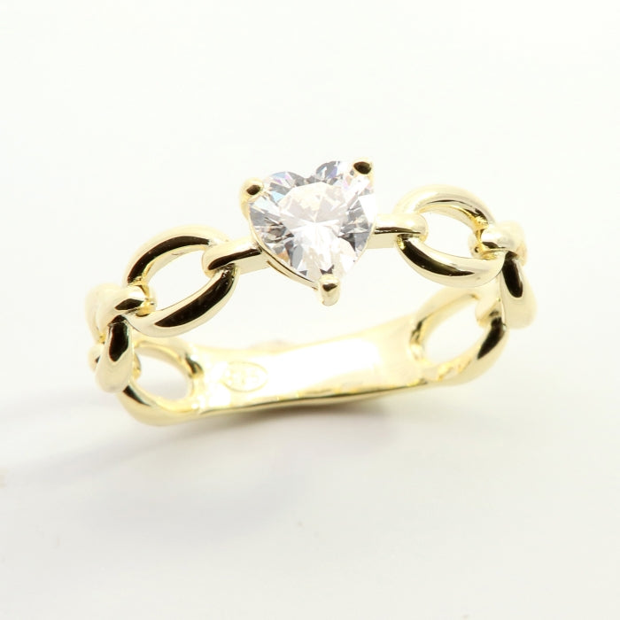 Sunshine Heart CZ Chain Ring - John Ross Jewellers