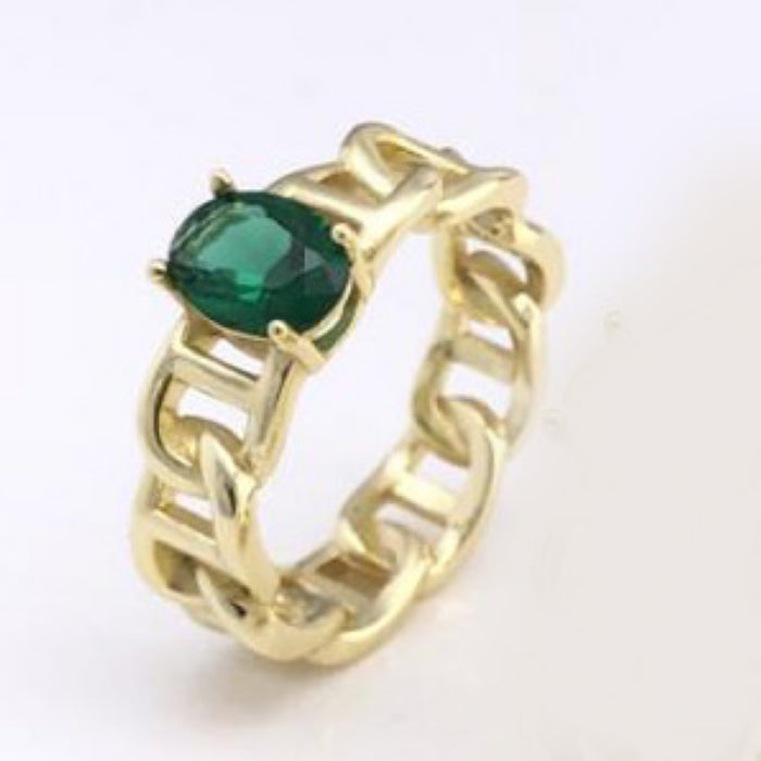 Sunshine Green CZ Chain Ring - John Ross Jewellers