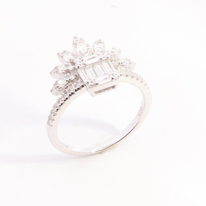 Silver CZ Tiara Statement Ring - John Ross Jewellers
