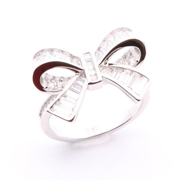 Silver CZ Bow Statement Ring - John Ross Jewellers