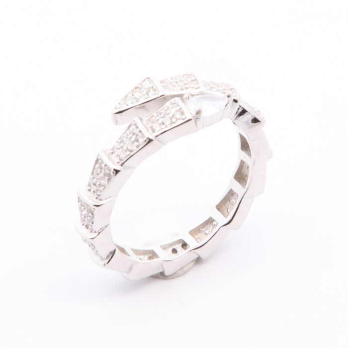 Silver CZ Serpent Wraparound Ring