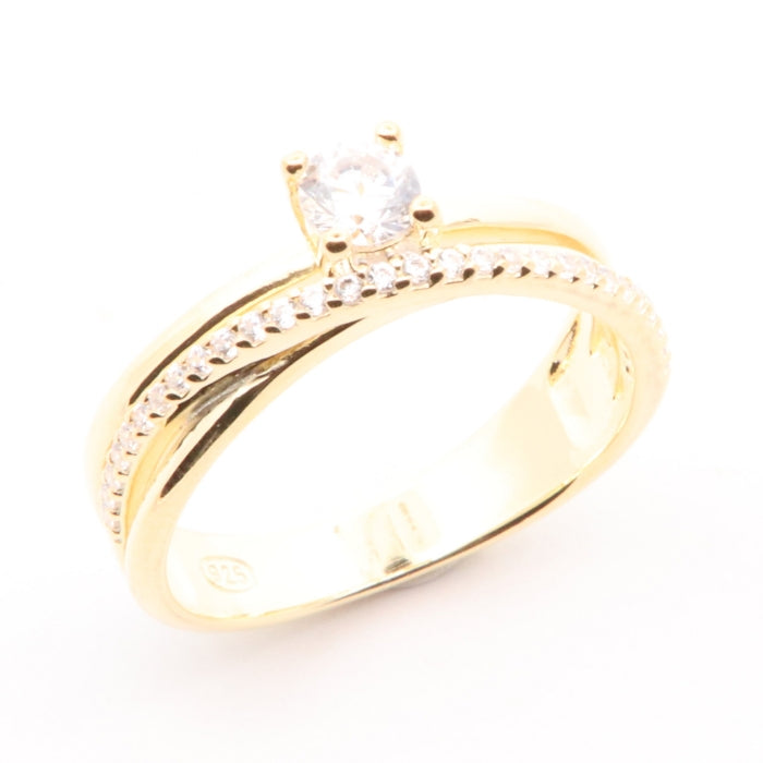 Sunshine CZ Crossover Solitaire Ring - John Ross Jewellers